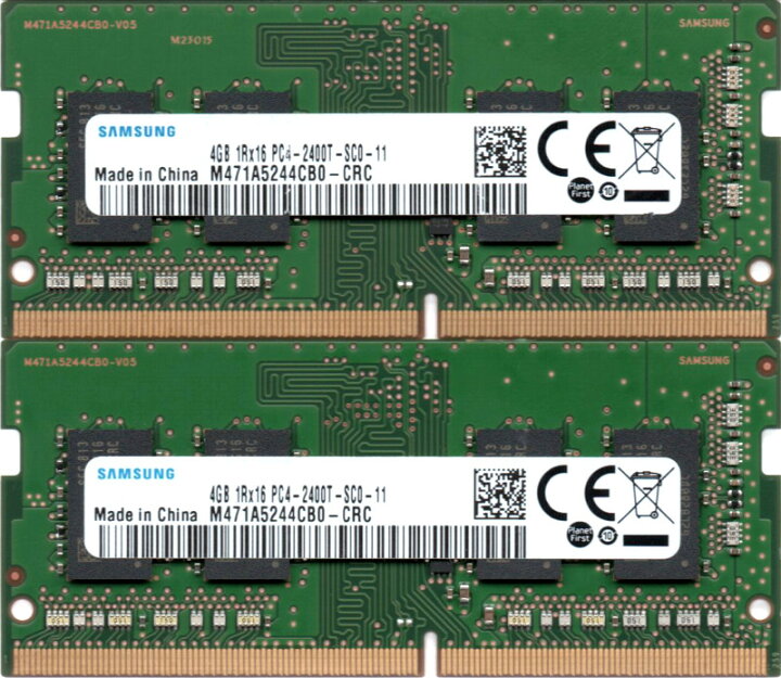 【ポイント2倍】SAMSUNG サムスン PC4-19200 (DDR4-2400) 4GB x 2枚 合計8GB SO-DIMM  260pin ノートパソコン用メモリ 片面実装 (1Rx16)の2枚組 動作保証品【中古】 電子部品商会