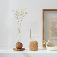 【50人限定 全品15%クーポン】【最強配送】フラワーベース インテリア 一輪挿し 天然木 コルク ガラス 小…