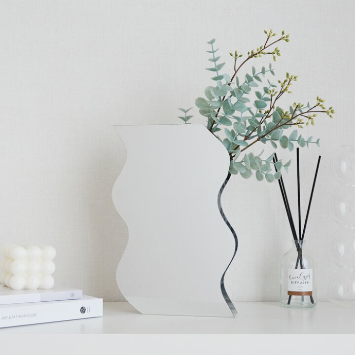 楽天市場 フラワーベース 花瓶 ウェーブミラー型 おしゃれ かわいい シンプル モダン 北欧 韓国インテリア 韓国雑貨 ジャパンディ Pease