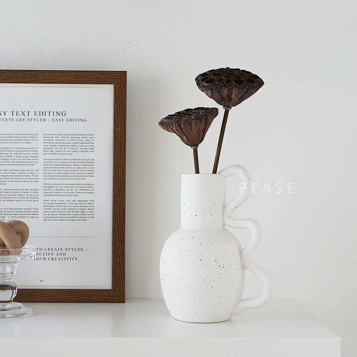 楽天市場】【最強配送】フラワーベース 花瓶 白 黒点柄 セラミック  