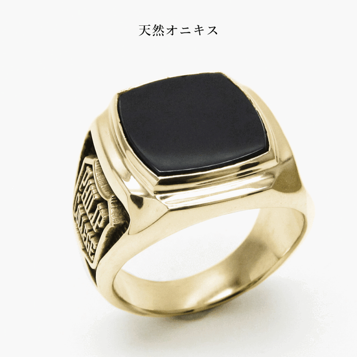 14K オニキス リング 印台リング シグネットリング 印台リング ブラック オニキスリング スタンプリング シグネット