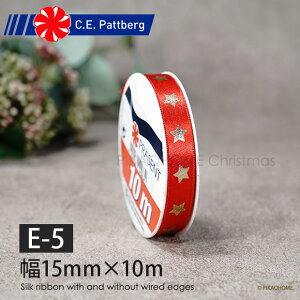 [���{��][160039]C.E. PATTBERG�А� IMOLA �V���N ���{�� ���b�h �S�[���h �X�^�[ �Ԓn�ɋ��̐� Silk ribbon with and without wired edges ��15mm ����10m 1210-099�yE-5�z �N���X�}�X �s�J�L���E�z�[�� �s�J�L���Ehome