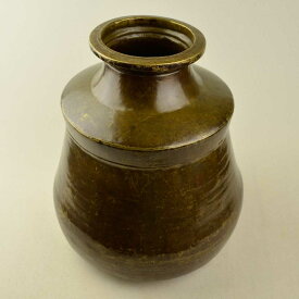 インド直輸入古物 真鍮の壺 高さ37.5cm 直径34cm 重さ3.6kg アンティークブラスポット インテリア MGD-O-GOODS-014