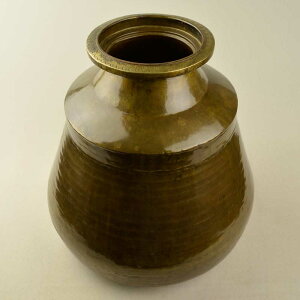 インド直輸入古物 真鍮の壺 高さ40.5cm 直径38.5cm 重さ4.8kg アンティークブラスポット インテリア MGD-O-GOODS-016