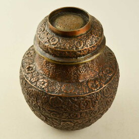 インド直輸入古物 銅の壺 高さ26.5cm 直径21cm 重さ1.6kg アンティークコッパーポット インテリア MGD-O-GOODS-019