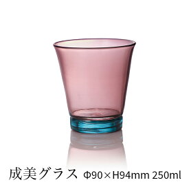 成美グラス ガラスコップ 250ml 硝子 ピンク ブルー 食器 横浜 工房 成美 酒器 ソーダガラス 箱付き ギフト 日本製 高級