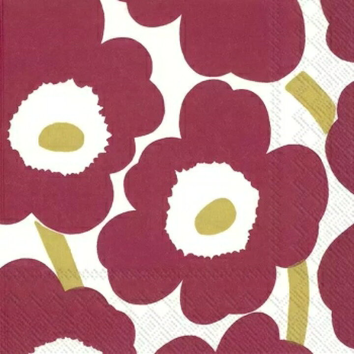 楽天市場 Marimekko マリメッコ 可愛い ペーパーナプキン デコパージュ Unikko Dark Red Gold ウニッコ ダークレッドゴールド 花柄 枚入り ｐｉｐｐｙ ２号店