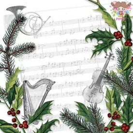 Ambiente ペーパーナプキン☆クリスマスソング ヤドリギ 楽譜 ピアノ バイオリン☆(Christmas Song)（1枚/バラ売り）