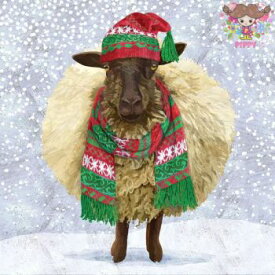 PPD 素敵な ペーパーナプキン デコパージュ☆クリスマスの装い ひつじ 羊 雪 クリスマス☆(Winter Wool)（1枚/バラ売り）