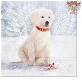 Paw 可愛い ペーパーナプキン デコパージュ☆スノードッグ 雪 犬 プレゼント☆(Snow Dog)（1枚/バラ売り）