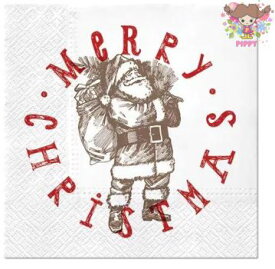 Paw 可愛い ペーパーナプキン デコパージュ☆サンタスタンプ サンタクロース クリスマス☆(Santas Stamp)（1枚/バラ売り）
