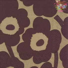 marimekko マリメッコペーパーナプキン ☆UNIKKO linen bordeaux☆（1枚/バラ売り）ウニッコ リネン ボルドー 花柄 北欧 デコパージュ カルトナージュ 可愛い お洒落 華やか 素敵