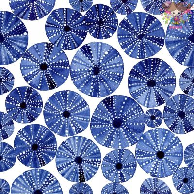 PPD ペーパーナプキン<br>☆Ocean Urchins☆（1枚 バラ売り）<br>海 ウニ ブルー オーシャン パターン デコパージュ