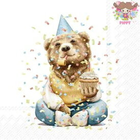 IHR ペーパーナプキン☆HAPPY TEDDY☆（20枚入り）テディーベア くま クマ ケーキ 誕生日 紙吹雪 パーティー デコパージュ