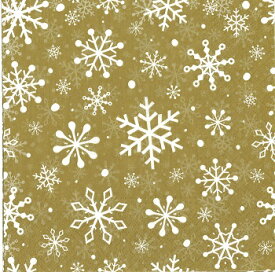 Paw ペーパーナプキン☆Christmas Snowflakes gold☆（1枚/バラ売り）クリスマス スノーフレーク 雪の結晶 ゴールド デコパージュ 素敵 お洒落 可愛い