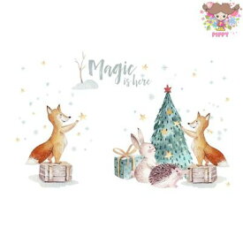 Fasana ペーパーナプキン☆Magic Christmas is here☆（1枚/バラ売り）クリスマス クリスマスツリー 動物 きつね うさぎ ハリネズミ 星 プレゼント 素敵 可愛い お洒落 デコパージュ