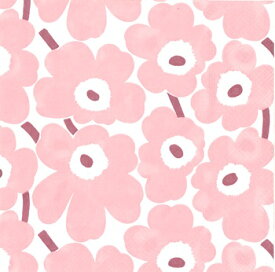 marimekko マリメッコペーパーナプキン ☆MINI UNIKKO light rose☆（1枚/バラ売り）ウニッコ ミニ ライトローズ 花柄 デコパージュ カルトナージュ 可愛い お洒落 華やか 素敵