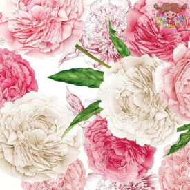 PPD ペーパーナプキン☆Peonies ☆（1枚/バラ売り）牡丹 ボタン ぼたん 薔薇 白 ピンク 花柄 素敵 デコパージュ
