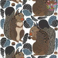marimekko マリメッコペーパーナプキン ☆KURRE black brown☆（1枚/バラ売り）北欧柄 リス 動物 どんぐ…