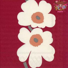 marimekko マリメッコ ペーパーナプキン ☆UNIKKO 60TH ANNIVERSARY red☆（1枚/バラ売り）ウニッコ アニバーサリー レッド 花柄 デコパージュ カルトナージュ 可愛い お洒落 華やか 素敵