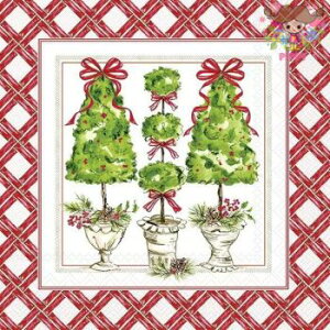 IHR ペーパーナプキン☆HOLLY TOPIARY red☆(20枚入り) ROSANNEBECK COLLECTIONS クリスマス クリスマスツリー 木 リボン 可愛い 素敵 お洒落 華やか エレガント ハンドメイド デコパージュ