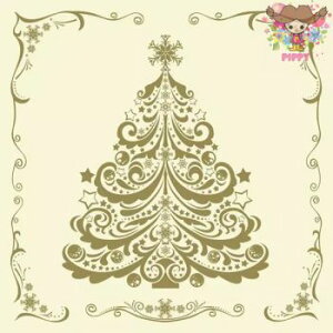 Daisy ペーパーナプキン☆Gold Christmas Tree on Beige☆(20枚入り)クリスマス クリスマスツリー ゴールド 可愛い 素敵 エレガント デコパージュ ハンドメイド