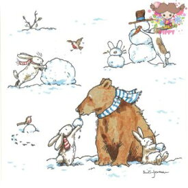 IHR ペーパーナプキン Anita Jeram アニタ ジェラーム ☆SUMMER PRESENTS☆（20枚入り）熊 うさぎ 雪遊び 雪 動物 デコパージュ 可愛い お洒落 素敵 キッズ 子供 ハンドメイド