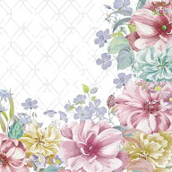 IHR ペーパーナプキン☆PRUDENCE light lilac☆（20枚入り）ダリア風 花柄 ブーケ 枠 ピンク 可愛い 素敵…