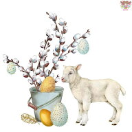 PPD ペーパーナプキン☆White Easter☆（1枚/バラ売り）イースター 子羊 たまご 綿花 ボタニカル 動物 素…