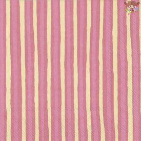 marimekko マリメッコペーパーナプキン ☆PICCOLO pink cream☆（1枚/バラ売り）ピンク クリーム ストライプ パターン デコパージュ カルトナージュ 可愛い お洒落 華やか 素敵