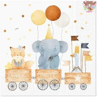 Paw ペーパーナプキン☆Train of Joy☆（1枚/バラ売り）動物 乗り物 風船 ぞう ゾウ 像 アヒル あひる 旗…