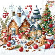 Ambiente ペーパーナプキン☆Christmas Scenery☆（1枚/バラ売り） クリスマス クリスマスツリー 家 ラン…
