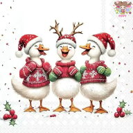 Ambiente ペーパーナプキン☆Jolly Ducks☆（1枚/バラ売り） クリスマス あひる ヒイラギ パーティー か…