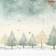 Ambiente ペーパーナプキン☆Starry Sky☆（1枚/バラ売り） 星空 森林 ボタニカル柄 淡い 冬柄 かわいい …