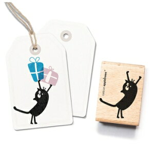 cats on appletrees スタンプ☆両手をあげる猫 キャット ネコ 動物 アニマル(FRIEDEGUNDE (STANDING))☆木製 プレゼント クラフト 雑貨 保育園 幼稚園 先生【メール便発送可】