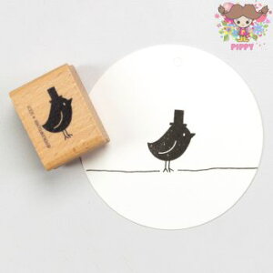 Perlenfischer スタンプ☆Bird with hat☆鳥 帽子 ハット 動物木製 プレゼント クラフト 雑貨 保育園 幼稚園 先生【メール便発送可】