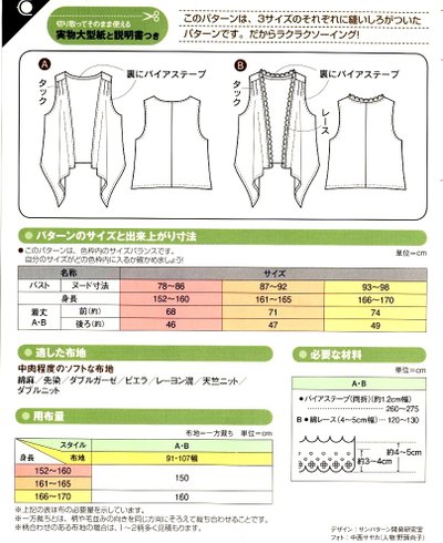 楽天市場 パターン 型紙 ドレープベスト 簡単 実寸大 実物大 作り方 レシピ 服 洋服 トップス ブラウス シャツ ジャケット メール便 ゆうパケット ｏｋ 手芸のピロル