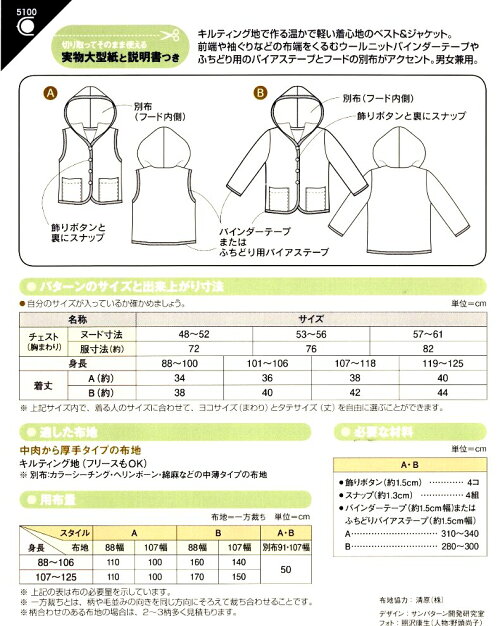 楽天市場 パターン 型紙 こども キルティング ベスト ジャケット 簡単 実寸大 実物大 作り方 レシピ 子供服 ベビー服 トップス メール便 ゆうパケット ｏｋ 手芸のピロル