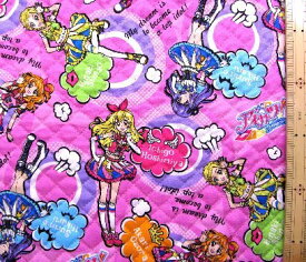 Q- キャラクター キルティング 生地 アイカツ！ 柄番号6 （ ピンク ) （ キャラクター キルティング生地 )