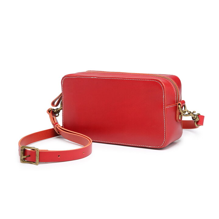楽天市場】ショルダーバッグ 箱型 レッド 赤 本革 ミニショルダー  