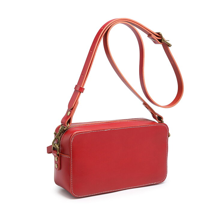 楽天市場】ショルダーバッグ 箱型 レッド 赤 本革 ミニショルダー  