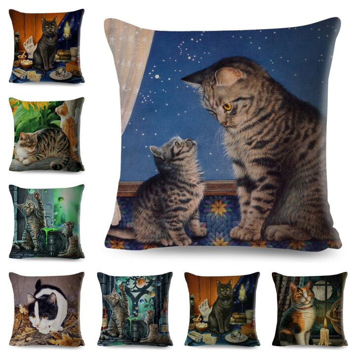 楽天市場】クッションカバー 45×45cm 猫 ネコ ねこ 猫柄 黒猫 くろねこ 