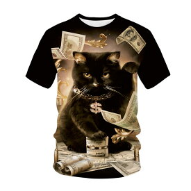 猫 猫柄 Tシャツ 黒猫 招き猫 ティーシャツ テーシャツ 3D 大きいサイズ 小さいサイズ おもしろ メンズ レディース トップス かわいい おしゃれ ユニーク 個性的 ねこ ネコ キャット にゃんこ リアル 猫雑貨 猫グッズ ファッション プレゼント 送料無料