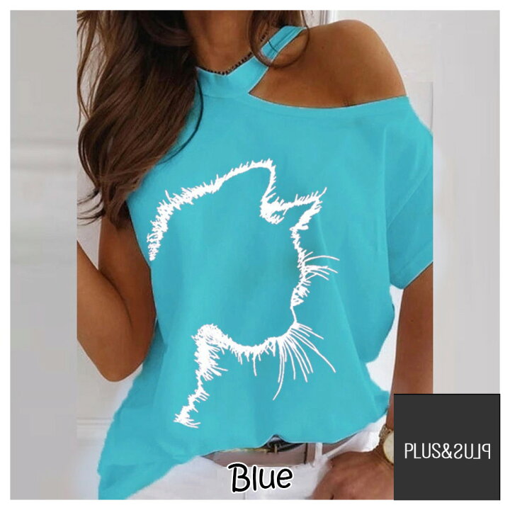 楽天市場 ｔシャツ 猫 猫柄 レディース トップス オフショルダー ワンショルダー ねこイラスト かわいい おしゃれ 半袖 ヨガ ピラティス ジムウエア ネコ ティーシャツ テーシャツ 手書き風 猫雑貨 猫グッズ 大きいサイズ ヨガウエア プレゼント 送料無料 Plus Plus