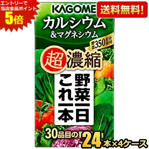 エントリーで当店全品ポイント5倍★【送料無料】カゴメ 野菜一日これ一本超濃縮 カルシウム&マグネシウム 125ml紙パック 96本(24本×4ケース) 野菜ジュース ※北海道800円・東北400円の別途送