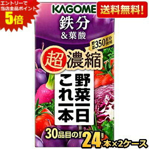 エントリーで当店全品ポイント5倍★【送料無料】カゴメ 野菜一日これ一本超濃縮 鉄分&葉酸 125ml紙パック 48本(24本×2ケース) 野菜ジュース ※北海道800円・東北400円の別途送料加算 [39ショッ