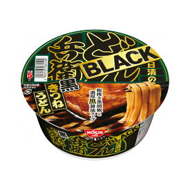日清 BLACKどん兵衛 黒きつねうどん 粗挽き黒胡椒と濃厚黒醤油スープ 12個