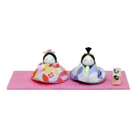 雛人形 花七宝座り雛 敷物付手作りちりめん細工 マンションサイズ コンパクト ひなまつり 桃の節供