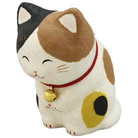 ちぎり和紙 にっこりおじぎ猫 三毛猫手作りちぎり和紙細工 猫の人形・ネコの置物・ねこの和雑貨