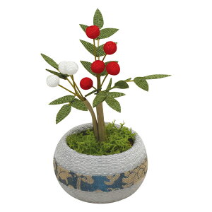 季節の鉢植え ミニ 1月 南天 手作りちりめん細工 なごみの和雑貨 置物 冬の風物詩 インテリア 季節の飾り 京都発